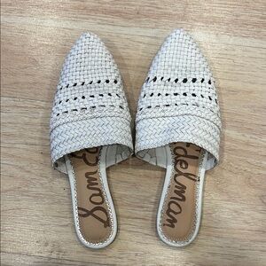 Sam Edelman White Natalya Woven Mules Sz 8